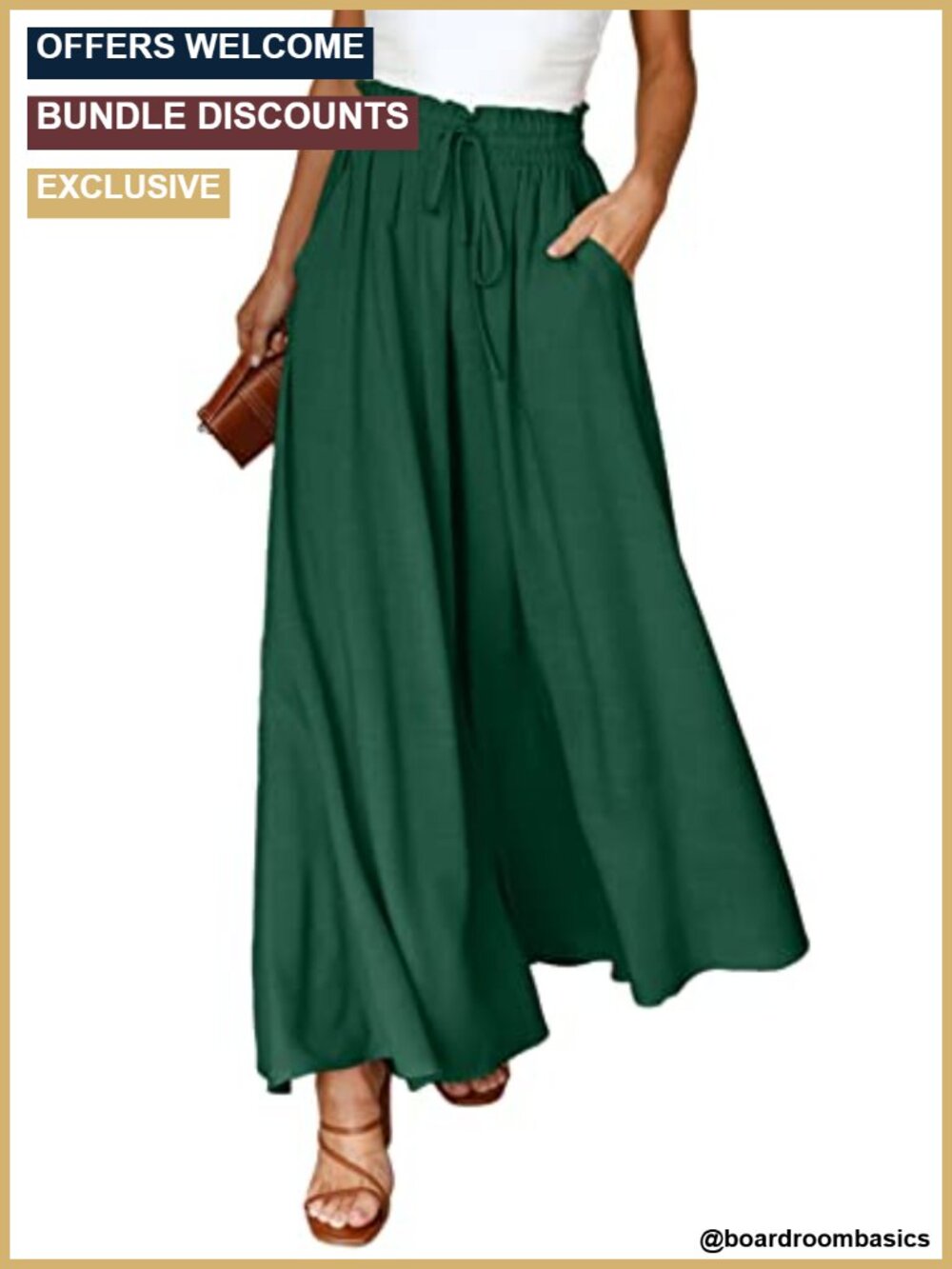 Wide Leg Pants for Women Elastic High Waist Drawstring Loose Fit Casual Palazzo
